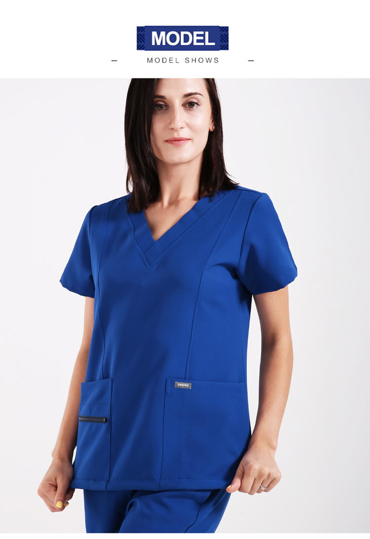 주문 V 넥 간호 유니폼 간호사 의료 스크럽 디자인 의료 스크럽 정상 정장