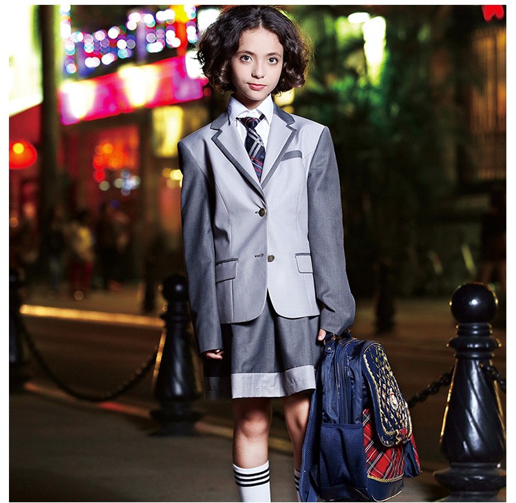 중국 스타일 일본 어린이 학교 의류 회색 코트 교복 소년 블레이저 자켓 교복