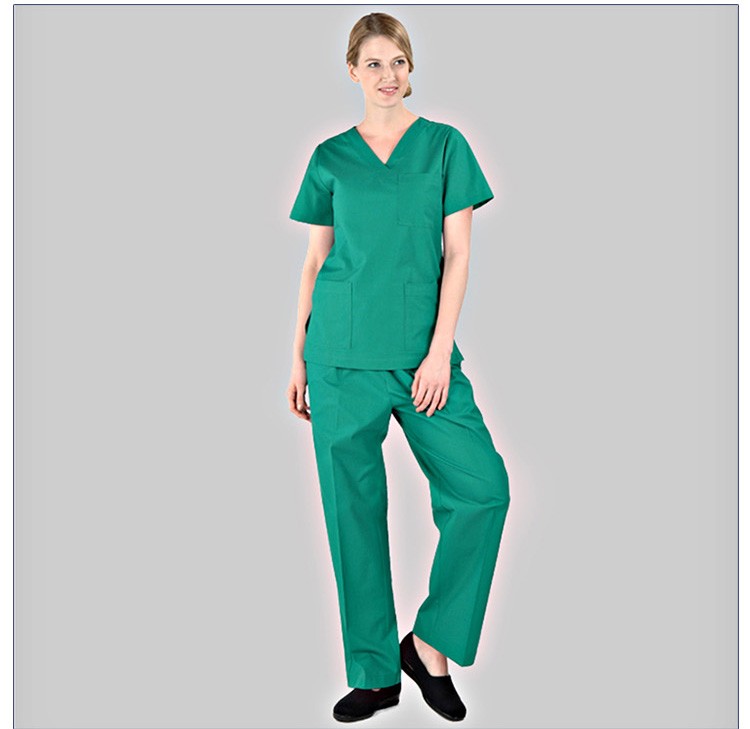 반팔 딥 그린 간호사 의사 유니폼 외과 가운 간호사 스크럽 슈트 디자인 병원 유니폼
