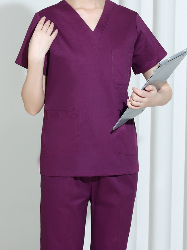 방수 사용자 정의 디자인 편안한 V 넥 스크럽 간호사 유니폼 패션 스크럽 간호사 유니폼 세트