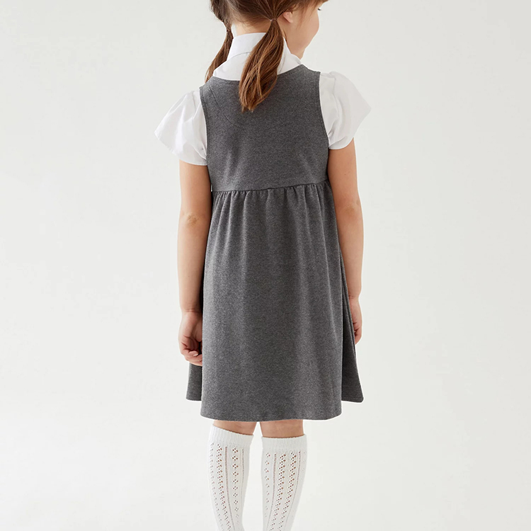 사용자 정의 민소매 A 라인 드레스 여자 2 조각 점퍼 스커트 어린이 교복 디자인