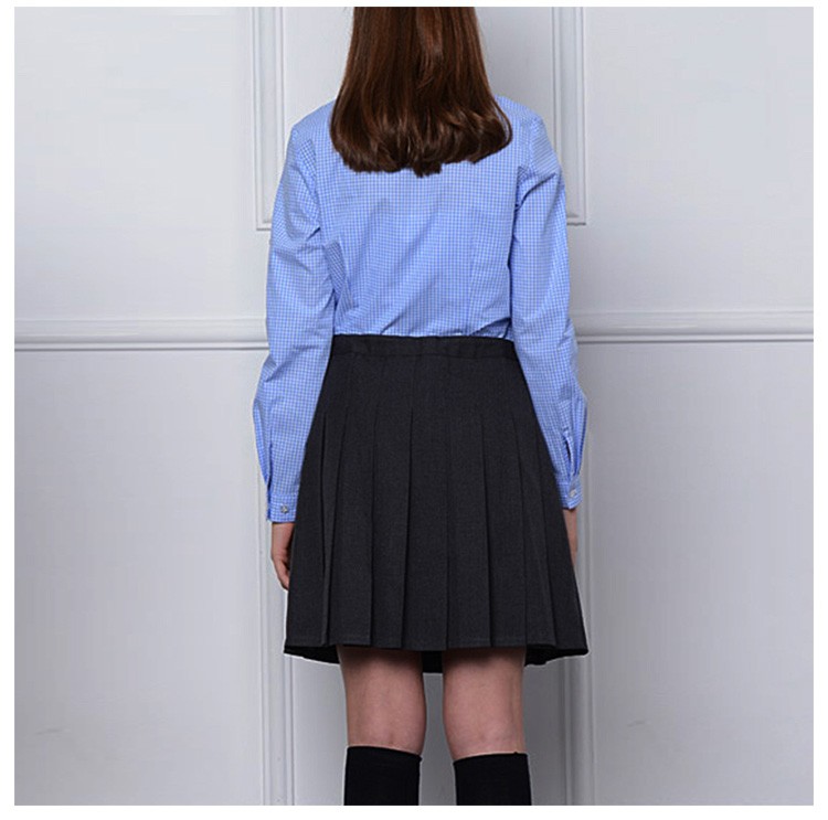 사용자 정의 디자인 턴 다운 칼라 걸스 레이스 긴 소매 격자 무늬 셔츠