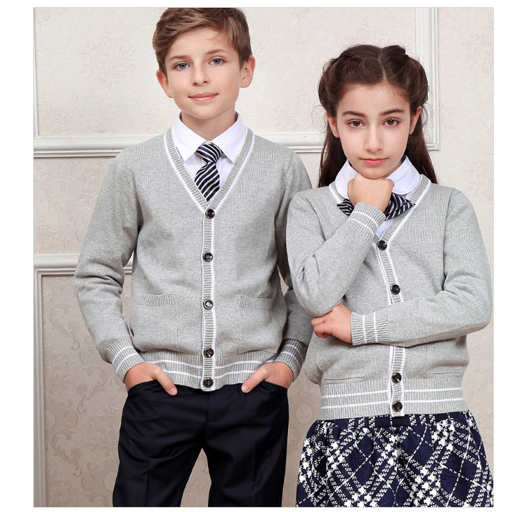 소녀를 위한 주문 유행 교복 스웨터 카디건과 격자 무늬 치마