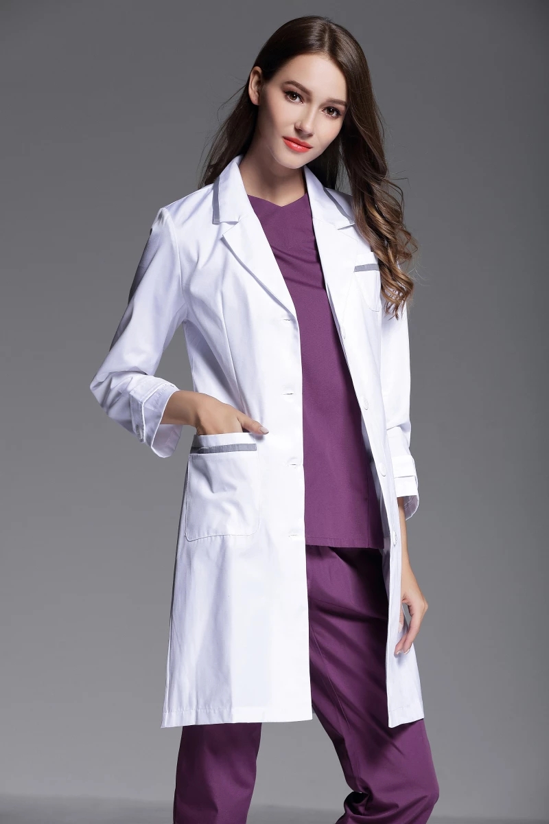 Doctor Lab Coat 옷깃 Buttoned Up 실험실 코트 의료 Uniform 여가 Unisex 스크럽 대 한 병원