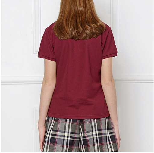 OEM 서비스 매일 의류 어린 소녀 빨간 반팔 티셔츠 폴로 아이 학교