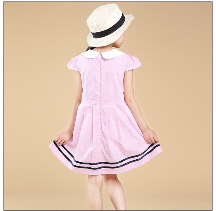일본 유치원 독특한 칼라 여자 학생 반팔 지퍼 백 유니폼 드레스
