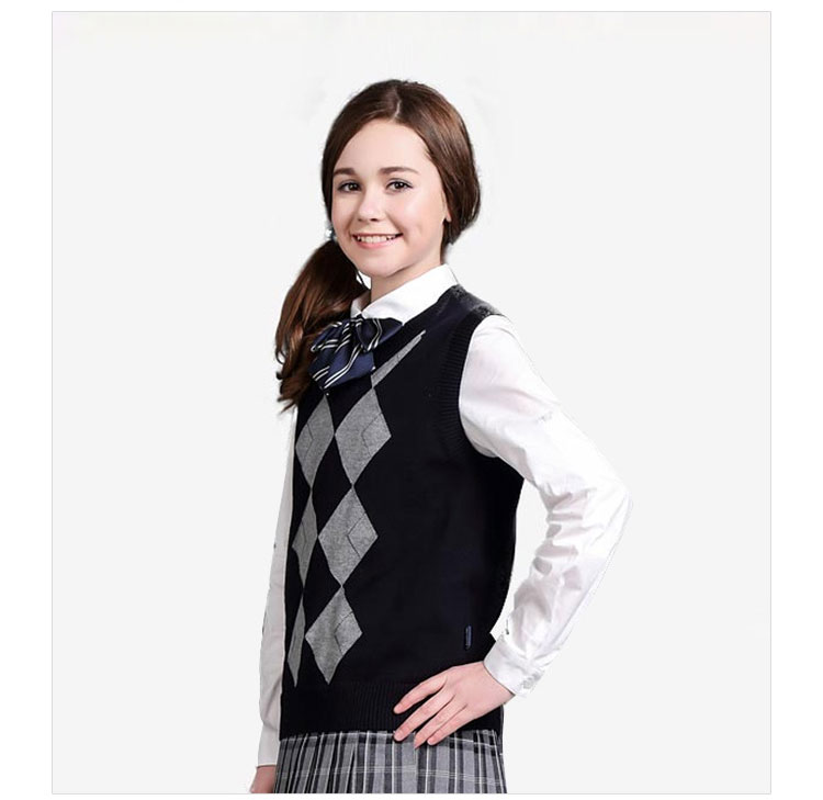 사용자 정의 학생 제복 소년 조끼 풀오버 Ver 스웨터 고등학생을위한 회색 교복