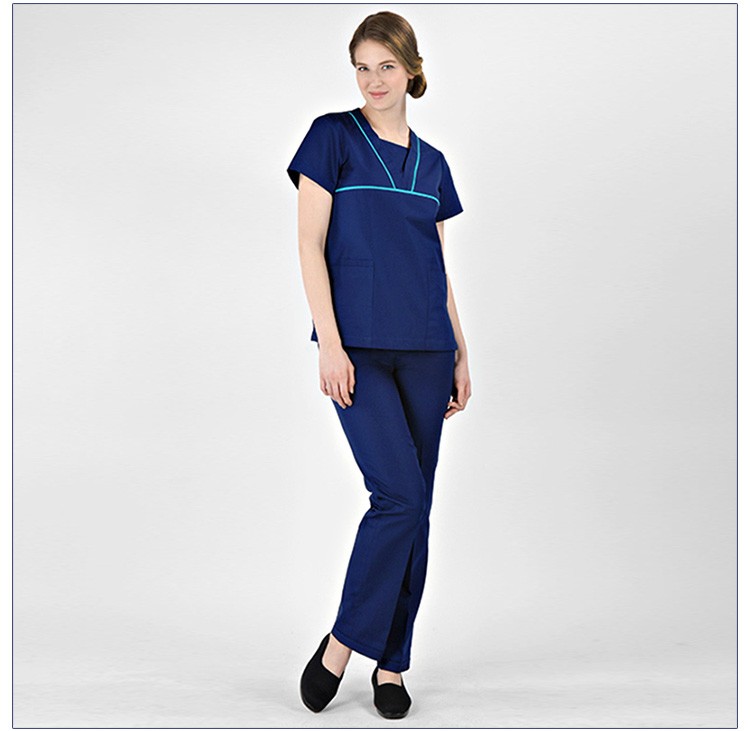 유행 간호사 유니폼 디자인 의료 센터 유니폼 네이비 블루 의료 스크럽 간호 유니폼 병원 유니폼